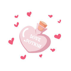heart shaped bottle with love potion vector illustration