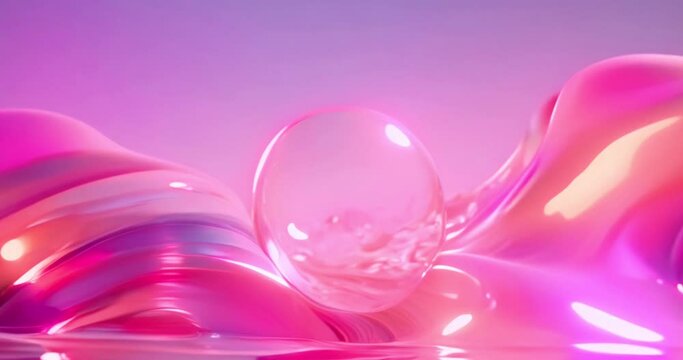 calm and dreamy environement, sphere ball bubble in surreal background, 3D render iridescent abstract fantasy