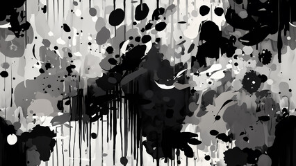 Wallpaper in black, white and shades of gray with a 4K splattered paint pattern