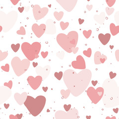 Vector pattern of pink hearts. Pastel background for holiday cards for Valentine's Day or wedding. Vector seamless pattern.
