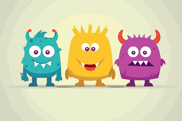 Cute abstract cartoon characters set. Bundle of different types of colorful monsters with simple shapes. Mascots expressing emotions. Vector childrens illustration in flat design isolated collection