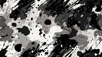 Wallpaper in black, white and shades of gray with a 4K splattered paint pattern