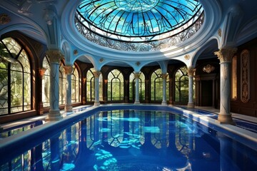 Extravagant pool with elegant design and lavish features. Generative AI