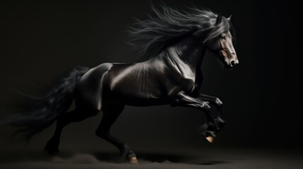 black horse running 