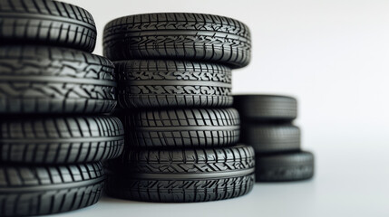 Car tire on with a clear view of design on a white background. Internet online store concept. Generative AI