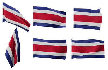 Large pictures of six different positions of the flag of Costa Rica