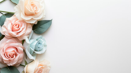 Obraz na płótnie Canvas Invitation mockup with rose flowers. Roses on a white background.
