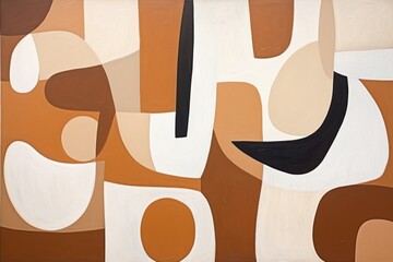 Brown abstract simple shapes, style of Matisse