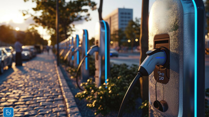 Modern fast electric vehicle chargers for charging car