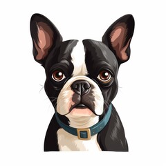 Boston_Terrier_dog in flat design style on white background 