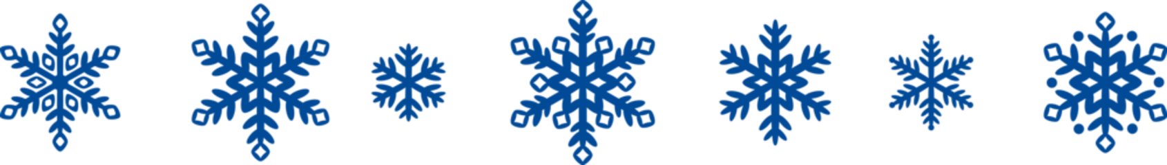 Tuinposter Blue snowflake elements, hand drawn cute snow icon set for the winter holidays, decorative clip art, isolated © Kati Moth