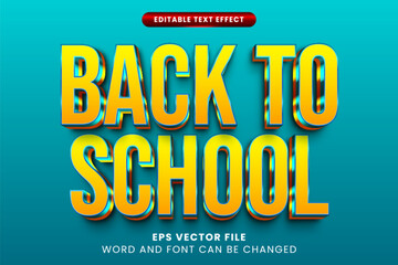 Back to school 3d editable text effect. School life text style
