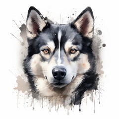 Siberian_Husky_dog in grunge style on white background