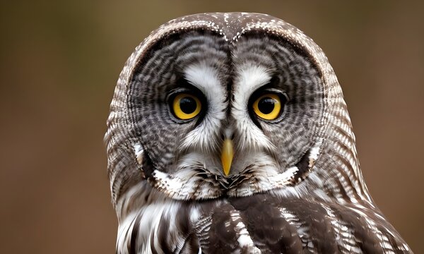 A Generative AI photo of Great Gray Owl's Enigmatic Yellow Eyes
