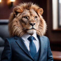  lion in business suit fantasy art