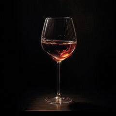 A glass of wine on a black background created with Generative Ai