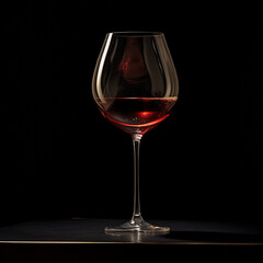 A glass of wine on a black background created with Generative Ai