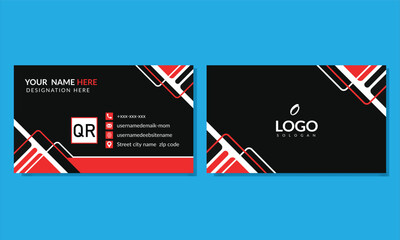 Corporate Business Card templete vactor Corporate modern and simple business card design template And Visiting Caed Design , red and black Colour