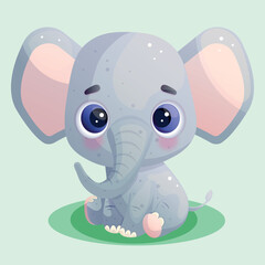 
Funny cartoon isolated vector baby elephant