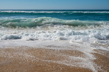 View on Plage de Horizon, Plage de l'ocean near Le Phare du Cap Ferret and Duna du Pilat, Cap Ferret peninsula, France, southwest of Bordeaux, France's Atlantic coastline