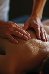A man receiving a relaxing back massage at a spa. Perfect for promoting self-care and wellness services