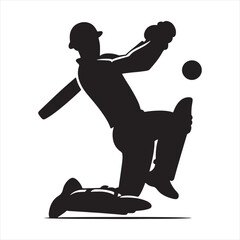 Sporting Shadows: Cricket Silhouette Set Displaying the Athleticism and Artistry of Cricketers - Cricket Illustration - Athlete Vector

