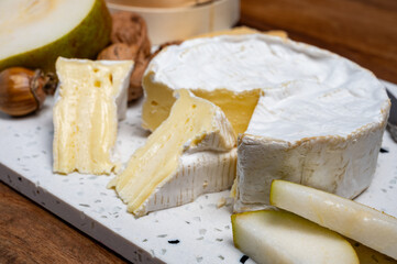 French soft Camembert cheese, original Camembert de Normandie, with white mold