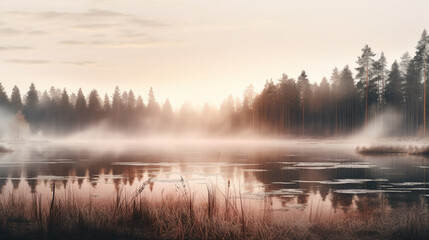 Fototapeta premium morning mist over the river