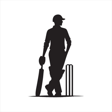 Shadowy Showdown: Cricket Silhouette Set Depicting the Intensity and Intention Behind Every Cricket Stroke - Batsman Silhouette - Cricket Vector
