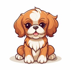 Cavalier_King_Charles_Spaniel in kawaii style on white background