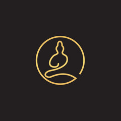 Gold color Buddha logo design, suitable for spiritual business. Gautama Buddha was an ascetic and spiritual teacher from South Asia