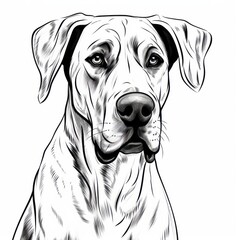 Great_Dane in line art style on white background