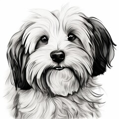 Havanese_dog in line art style on white background - obrazy, fototapety, plakaty
