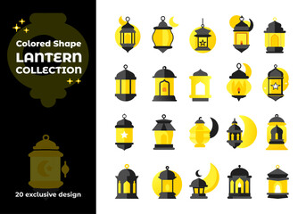 Golden Lantern Collection Vector Template. Set of Vintage Hanging Lamps with Star, Moon Vector Illustration for Arabic Traditional Ramadan Festival.
Design Element of Ramadan Kareem Greeting Template