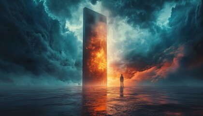 Fototapeta premium Transcending Realms, The Final Journey of the human soul. Mystical experience. 