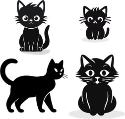 Obraz premium 4 black cats icon set 