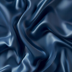 Obraz premium Luxurious Navy Blue Satin Fabric Texture Background, Elegant Silk Waves Abstract for Premium Advertisements and High-End Product Displays