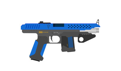 Futuristic Sci-Fi Pistol flat vector. Weapon set. Gun.