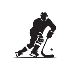 Icebound Mastery: Athlete Silhouette - Hockey Vector Capturing the Mastery and Skill of Hockey Player Silhouettes - Hockey Illustration - Athlete Vector
