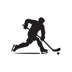 Dynamic Ice Dance: Hockey Player Silhouette Series Portraying the Artistry of Athletic Movement - Hockey Illustration - Athlete Vector
