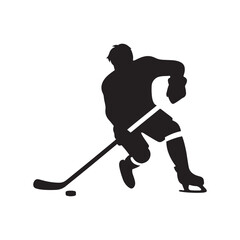 Skating Elegance: Hockey Player Silhouette Reflecting the Grace and Elegance of an Athlete on Ice - Hockey Illustration - Athlete Vector

