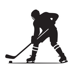 Blades of Brilliance: Hockey Player Silhouette in a Stunning Showcase of Athletic Brilliance - Hockey Illustration - Athlete Vector
