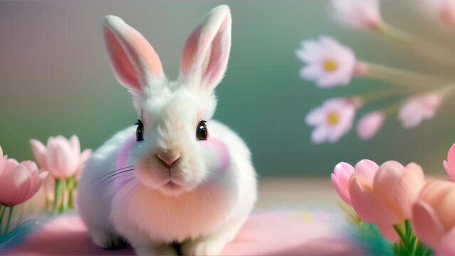 cute easter bunny background with copy space