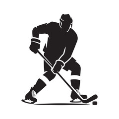 Dynamic Ice Dance: Hockey Player Silhouette Series Portraying the Artistry of Athletic Movement - Hockey Illustration - Athlete Vector
