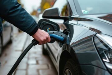 Fototapeta premium photo charging electric car at the electric gas station