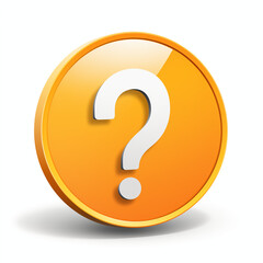 Vibrant Orange Glossy Question Mark Button, 3D FAQ Icon Design for Interactive Websites, Help Desks, and Informational Resources