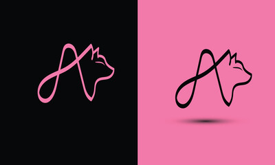 Initial letter A combine with cat head BLACK and PINK