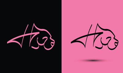 Initial letter H combine with dog head BLACK and PINK