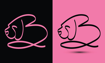Initial letter B combine with dog head BLACK and PINK