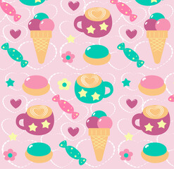 Valentine's day seamless pattern, love heart, vector illustration.